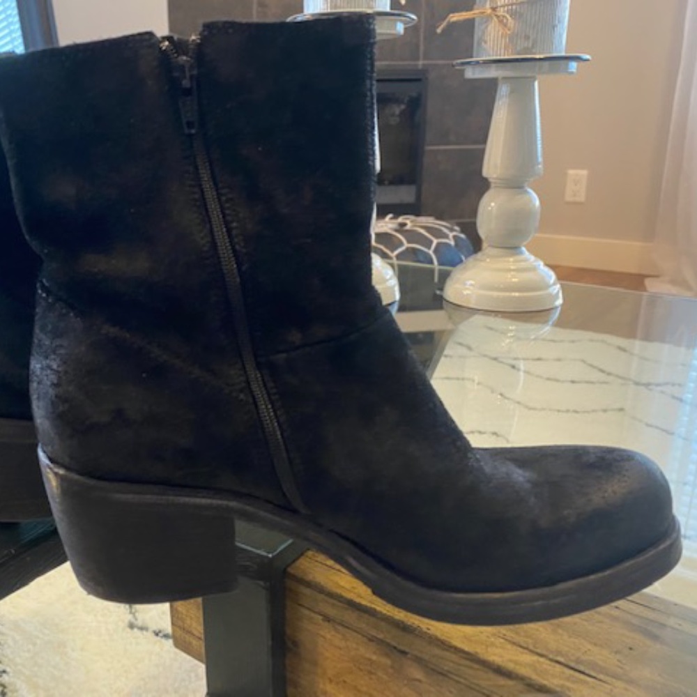 OXO Black Brushed Suede Ankle Boots Size 38